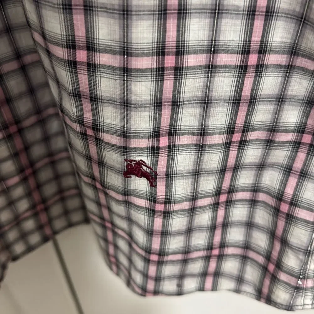 Burberry Woman’s Black Label Japan Long Sleeve Blouse Plaid w/Metallic Thread. - Picture 8 of 10